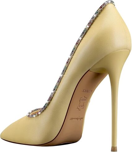 MSONLYDN حذاء بكعب عالٍ من الجلد للنساء حذاء بكعب عالٍ مريح للنساء بمقدمة مدببة للحفلات الراقصة 4.72 بوصة in Kuwait