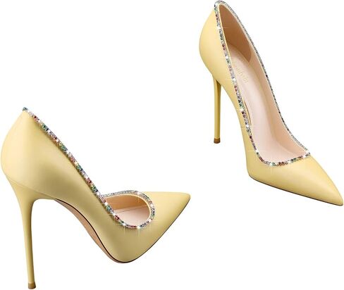 MSONLYDN حذاء بكعب عالٍ من الجلد للنساء حذاء بكعب عالٍ مريح للنساء بمقدمة مدببة للحفلات الراقصة 4.72 بوصة in Kuwait