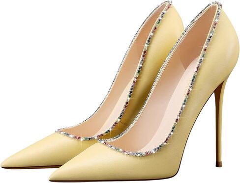 MSONLYDN حذاء بكعب عالٍ من الجلد للنساء حذاء بكعب عالٍ مريح للنساء بمقدمة مدببة للحفلات الراقصة 4.72 بوصة in Kuwait