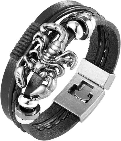 GANGYUN الشرير القوطية روك سبايك برشام العقرب سوار أساور للنساء الرجال قابل للتعديل جلدية واسعة معصمه مجوهرات in Kuwait