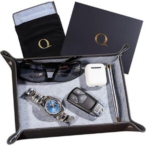 صينية Valet للرجال منظم منضدة بجانب السرير ومنظم للطاولة يلتقط كل خزانة الملابس. صينية جلدية أصلية للساعات والمحافظ والهواتف والمفاتيح للمنزل والمكتب والسفر in Kuwait