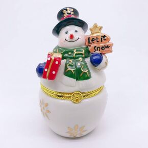 تماثيل رجل ثلج عيد الميلاد من جيشيما، صندوق حلية مفصلي، صناديق مجوهرات قابلة للتجميع لديكور عيد الميلاد المنزلي والهدايا in Kuwait