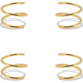 Double Hoop Twist Earrings for Single Piercing,14K Gold Plated Double Huggie Illusion Hoop Earrings for One Hole,Spiral Earrings Tiny Twist Hoop Earrings for Women Left and Right,2 Pairs