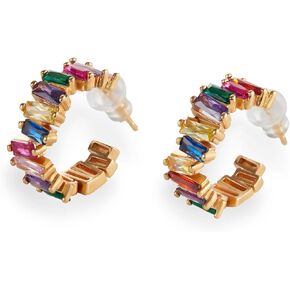 أقراط دائرية ملونة للنساء، أقراط حلقية مكعبة من الزركونيا الكريستالية لا تسبب الحساسية in Kuwait