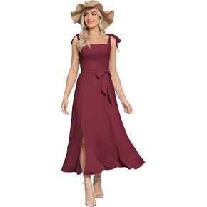 فساتين رويال ماتريكس النسائية متوسطة الطول لضيوف حفل الزفاف فستان شبه رسمي لحفلات الكوكتيل ورقبة مربعة فستان وصيفة العروس in Kuwait