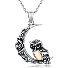 Plesitep Owl Necklace Sterling Silver Owl Pendant Necklace Birthstone Jewelry Gift for Women Girls in Saudi Arabia