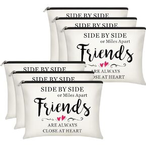 6 Pieces Friendship Cosmetic Bag Makeup Side Bag Girls Weekend Gifts Friends Makeup Bag for Christmas Friendship Present Travel Pouch Friend BFF Gifts for Women Honeymoon Birthday (Leaf Pattern)