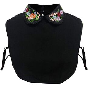 Gracelife Lace Chiffon Detachable Dickey Blouse False Collar Embroidery Flower Fake Half Shirt Collar for Women