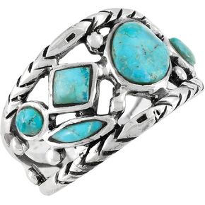 Turquoise Ring Sterling Silver 925 Genuine Gemstones Size 6 to 11