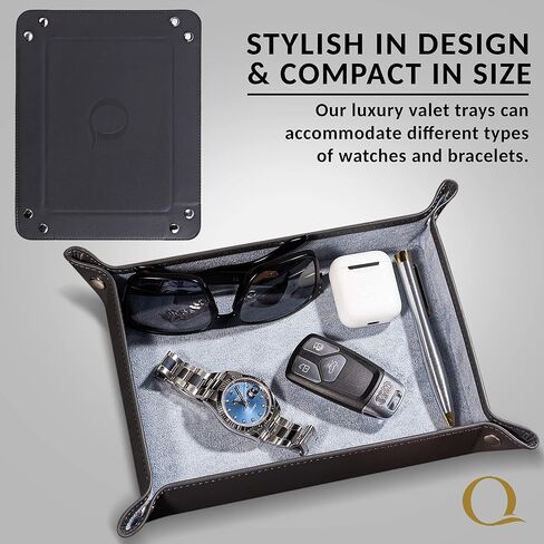 صينية Valet للرجال منظم منضدة بجانب السرير ومنظم للطاولة يلتقط كل خزانة الملابس. صينية جلدية أصلية للساعات والمحافظ والهواتف والمفاتيح للمنزل والمكتب والسفر in Kuwait