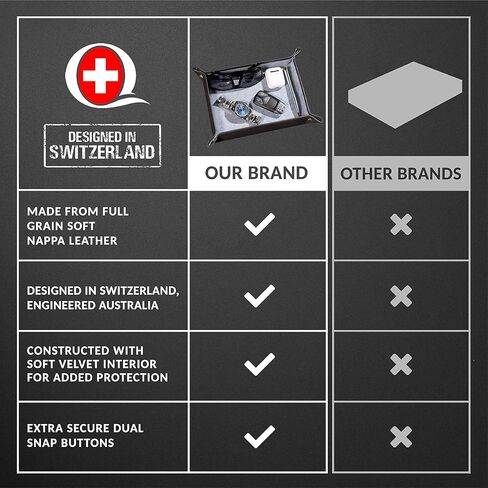 صينية Valet للرجال منظم منضدة بجانب السرير ومنظم للطاولة يلتقط كل خزانة الملابس. صينية جلدية أصلية للساعات والمحافظ والهواتف والمفاتيح للمنزل والمكتب والسفر in Kuwait