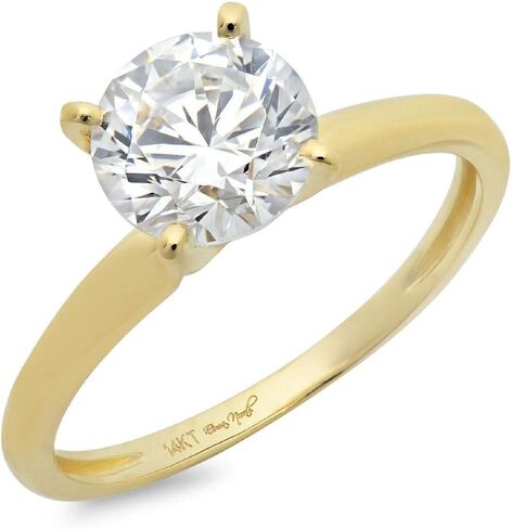 Clara Pucci 0.5 CT Brilliant Round Cut Simulated Diamond CZ 4-prong Solitaire Engagement Wedding Ring 14k Yellow Gold in Kuwait