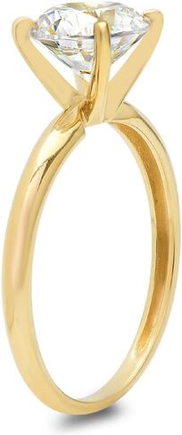 Clara Pucci 0.5 CT Brilliant Round Cut Simulated Diamond CZ 4-prong Solitaire Engagement Wedding Ring 14k Yellow Gold in Kuwait