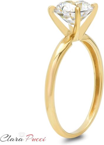 Clara Pucci 0.5 CT Brilliant Round Cut Simulated Diamond CZ 4-prong Solitaire Engagement Wedding Ring 14k Yellow Gold in Kuwait