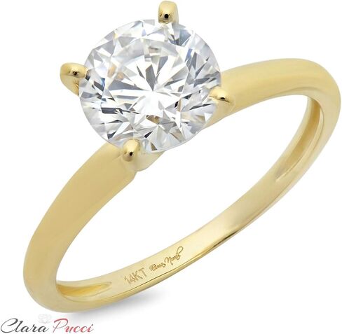 Clara Pucci 0.5 CT Brilliant Round Cut Simulated Diamond CZ 4-prong Solitaire Engagement Wedding Ring 14k Yellow Gold in Kuwait