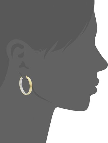 أقراط KoolJewelry من الذهب الأصفر عيار 14 قيراط بدرجتين من الذهب الأبيض الخارجي والداخل بقطع الماس (26 × 31 ملم) in Saudi Arabia