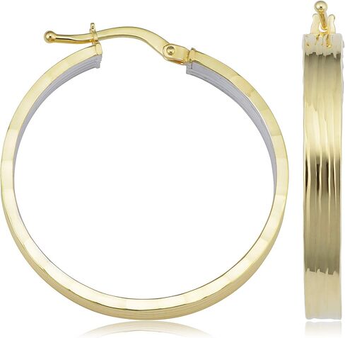 أقراط KoolJewelry من الذهب الأصفر عيار 14 قيراط بدرجتين من الذهب الأبيض الخارجي والداخل بقطع الماس (26 × 31 ملم) in Saudi Arabia