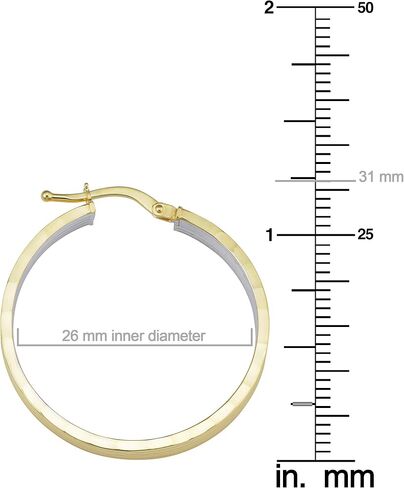 أقراط KoolJewelry من الذهب الأصفر عيار 14 قيراط بدرجتين من الذهب الأبيض الخارجي والداخل بقطع الماس (26 × 31 ملم) in Saudi Arabia