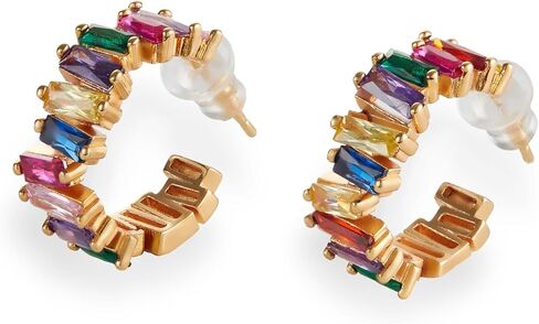 أقراط دائرية ملونة للنساء، أقراط حلقية مكعبة من الزركونيا الكريستالية لا تسبب الحساسية in Kuwait