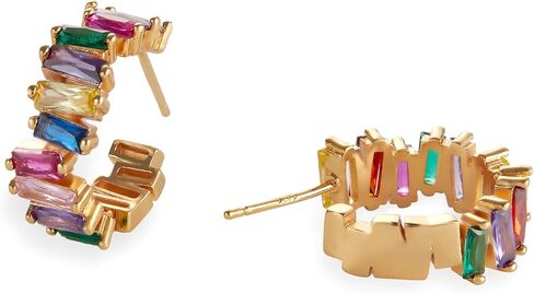 أقراط دائرية ملونة للنساء، أقراط حلقية مكعبة من الزركونيا الكريستالية لا تسبب الحساسية in Kuwait