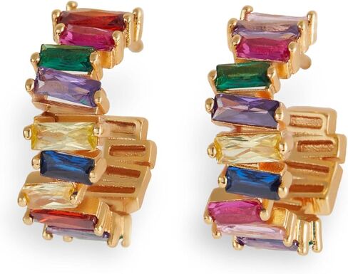 أقراط دائرية ملونة للنساء، أقراط حلقية مكعبة من الزركونيا الكريستالية لا تسبب الحساسية in Kuwait