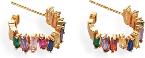 أقراط دائرية ملونة للنساء، أقراط حلقية مكعبة من الزركونيا الكريستالية لا تسبب الحساسية in Kuwait