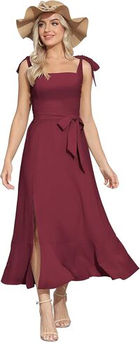 فساتين رويال ماتريكس النسائية متوسطة الطول لضيوف حفل الزفاف فستان شبه رسمي لحفلات الكوكتيل ورقبة مربعة فستان وصيفة العروس in Kuwait