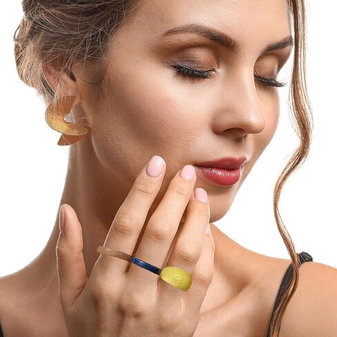 Resin Chunky Rings for Women Teen Girls Multicolor Acrylic Plastic Rings Set Cute Trendy Aesthetic Y2k Statement Rings Thick Dome Heart Knuckle Finger Jewelry in Kuwait