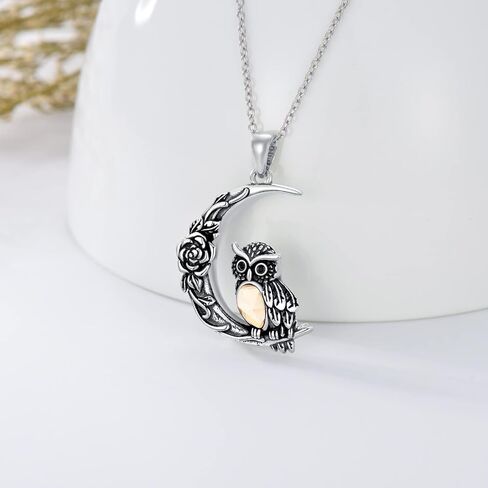 Plesitep Owl Necklace Sterling Silver Owl Pendant Necklace Birthstone Jewelry Gift for Women Girls in Kuwait