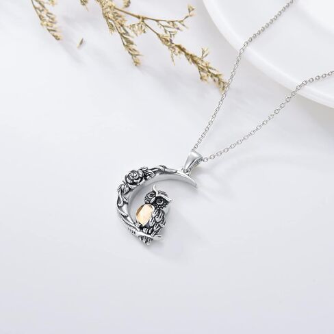 Plesitep Owl Necklace Sterling Silver Owl Pendant Necklace Birthstone Jewelry Gift for Women Girls in Kuwait