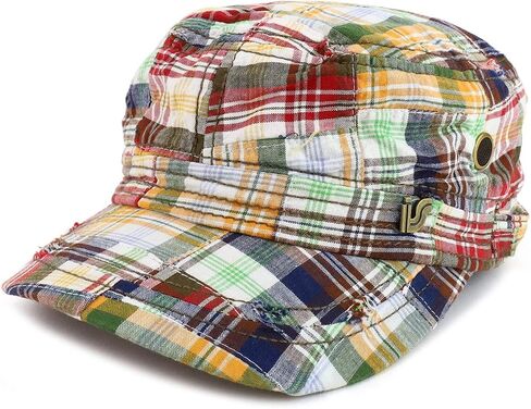 Armycrew Fashion Plaid Frayed Bill Flat Top Cotton Army Cap in Saudi Arabia