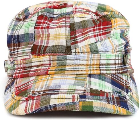 Armycrew Fashion Plaid Frayed Bill Flat Top Cotton Army Cap in Saudi Arabia