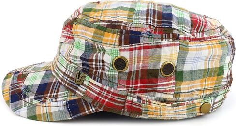 Armycrew Fashion Plaid Frayed Bill Flat Top Cotton Army Cap in Saudi Arabia