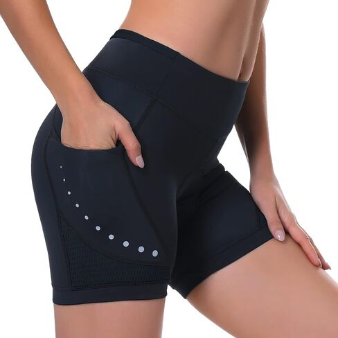 سراويل ركوب الدراجات beroy للنساء مع سروال ضيق مبطن عالي الخصر للدراجة طويلة الضغط مع جيوب in Kuwait