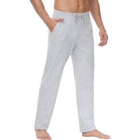 بنطال رياضي رجالي من القطن واليوجا والكتان من Cakulo، مفتوح من الأسفل، فضفاض، مناسب للشاطئ، من الجيرسيه، للرجال مع جيوب in Kuwait