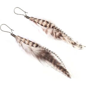 lureme Bohemian Multicolor Pheasant Feathers Dangle Earrings Handmade Natural Feather Earrings (er006314)