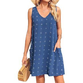 فساتين السباحة النسائية الصيفية من MAOECO، ملابس سباحة مثيرة برقبة على شكل حرف V، ملابس سباحة للشاطئ، فستان كاجوال بدون أكمام مع جيوب in Kuwait