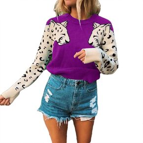 سترات نسائية شتوية وربيعية كاجوال لطيفة بطباعة الفهد وأكمام طويلة وسترة مقصوصة ومتماسكة in Kuwait