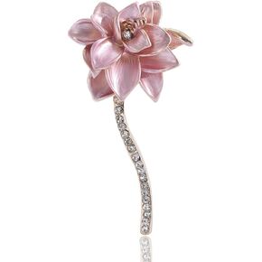 دبوس بروش مطلي بالمينا على شكل زهرة اللوتس الزهرية مرصع بحجر الراين للنساء والاكسسوارات والملابس وحفلات الزفاف وهدايا المجوهرات اليومية للبنات والنساء والام، مصنوع من خليط معدني من الستيل بدون احجار in Kuwait