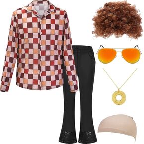 أزياء الهالوين السبعينات للرجال، ملابس الديسكو في الستينيات، قمصان الديسكو، السراويل ذات الجرس السفلي in Kuwait