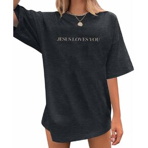 Christian Oversized T-Shirt for Women Jesus Loves You Shirts Jesus Faith Shirt Blessed You Oversized Tees Top