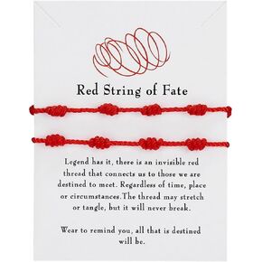 Caiyao 2Pcs Handmade 7 Knots Red String of Fate Protection Good Luck Bracelet Set Adjustable Kabbalah Braide Rope Long Distance Relationship Bracelet for Women Men Girl Boy Teen Amulet Jewelry in Kuwait
