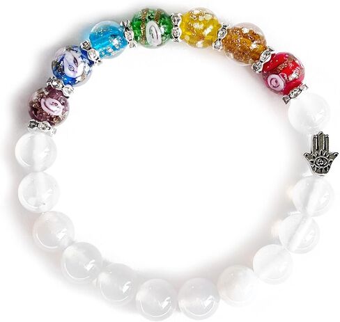 ARTSY Crafts Glow in the Dark Firefly Beads + Agate / Amethyst Stone Beaded Chakra Bracelets, Luminous Glass Beads + Natural Gemstone Crystal Beads Bracelet for Anti Anxeity Healing Energy Money Wealth Abundance Feng Shui in Kuwait