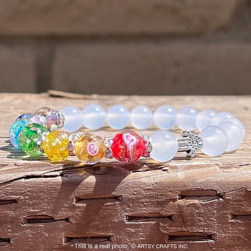 ARTSY Crafts Glow in the Dark Firefly Beads + Agate / Amethyst Stone Beaded Chakra Bracelets, Luminous Glass Beads + Natural Gemstone Crystal Beads Bracelet for Anti Anxeity Healing Energy Money Wealth Abundance Feng Shui in Kuwait