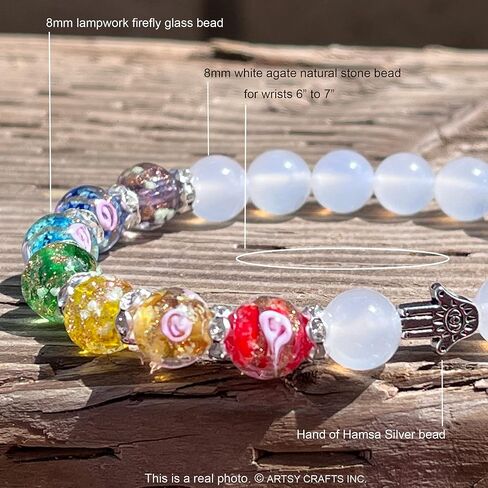 ARTSY Crafts Glow in the Dark Firefly Beads + Agate / Amethyst Stone Beaded Chakra Bracelets, Luminous Glass Beads + Natural Gemstone Crystal Beads Bracelet for Anti Anxeity Healing Energy Money Wealth Abundance Feng Shui in Kuwait