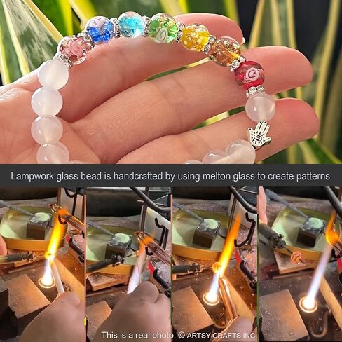 ARTSY Crafts Glow in the Dark Firefly Beads + Agate / Amethyst Stone Beaded Chakra Bracelets, Luminous Glass Beads + Natural Gemstone Crystal Beads Bracelet for Anti Anxeity Healing Energy Money Wealth Abundance Feng Shui in Kuwait