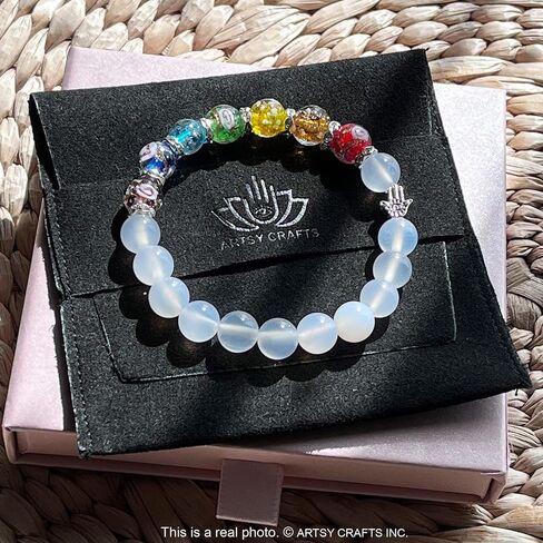 ARTSY Crafts Glow in the Dark Firefly Beads + Agate / Amethyst Stone Beaded Chakra Bracelets, Luminous Glass Beads + Natural Gemstone Crystal Beads Bracelet for Anti Anxeity Healing Energy Money Wealth Abundance Feng Shui in Kuwait