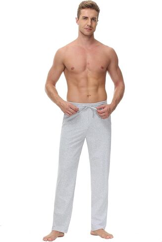 بنطال رياضي رجالي من القطن واليوجا والكتان من Cakulo، مفتوح من الأسفل، فضفاض، مناسب للشاطئ، من الجيرسيه، للرجال مع جيوب in Kuwait