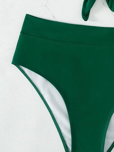 بدلة سباحة نسائية من GORGLITTER مكونة من قطعتين مربوطة بيكيني بدلة استحمام عالية الخصر in Kuwait