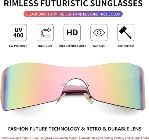 نظارة شمسية FEISEDY عصرية بدون إطار مستقبلية ملفوفة حول النظارات الشمسية للنساء والرجال نظارات شمسية بقناع فاسق B2329 in Kuwait